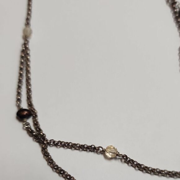 Sterling Silver And Pearl Leaf Pendant Necklace 925 - Picture 7 of 7